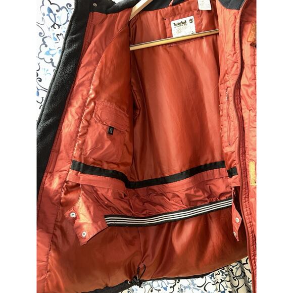 Timberland Women's Down Parka Puffer Jacket Red & Black Size XL Full Zip Flaw - Picture 8 of 16